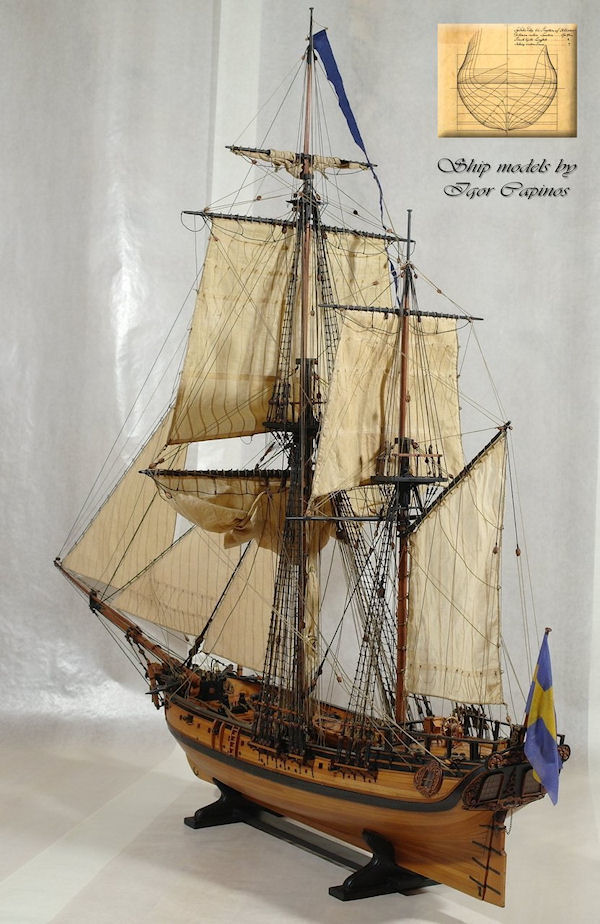 Image of 1:36 Scale Scratch Built Swedish Privateer